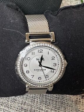 COACH Silver Mesh Bracelet Watch with Minimal Dial